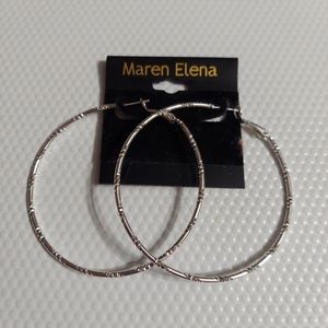 Maren Elena Silver Tone/Diamond Cut Hoop Earrings